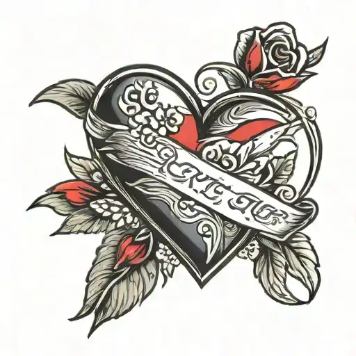 simple American traditional, love letter with broken heart tattoo design idea