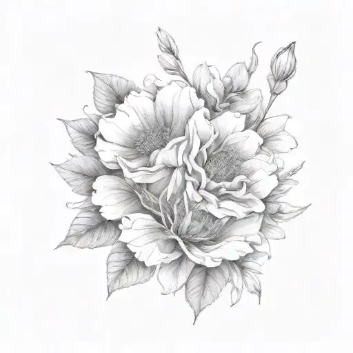 July august november birth flower bouquet tattoo design idea