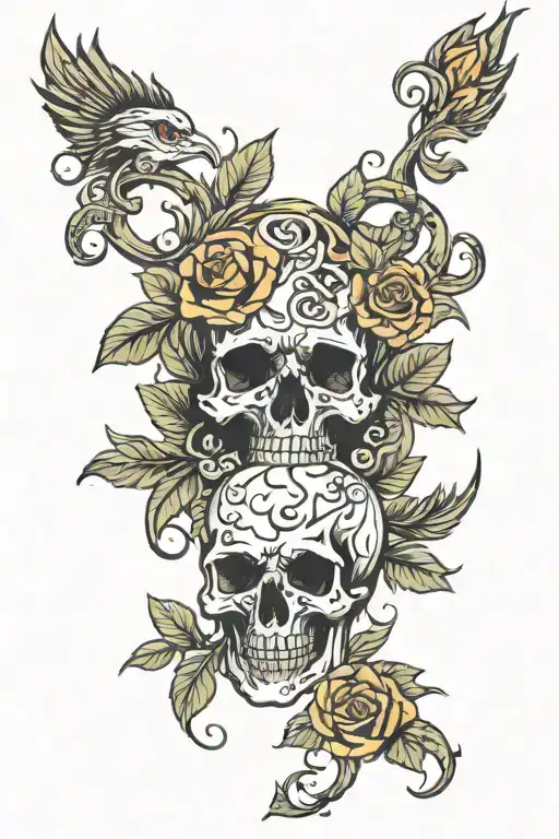phoenix skull roses medusa tattoo design idea