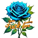 "Fuck love" blue rose with thorns tattoo design idea