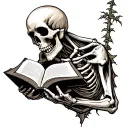 Skeleton Reading A Book tattoo design idea
