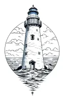 Lighthouse near ocean tattoo design idea