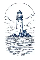 Lighthouse near ocean tattoo design idea