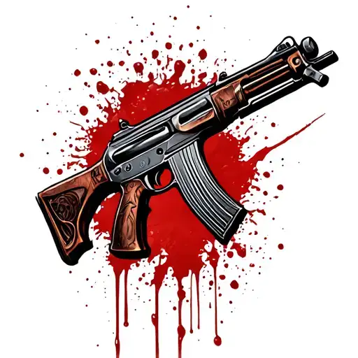 ak47 blood gang tattoo design idea