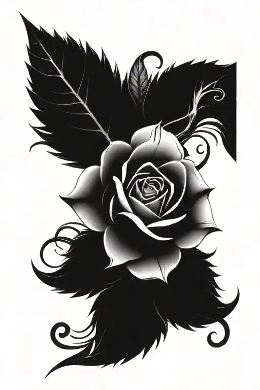 Flowers with leaves black and white in the front of the forearm and also incorporate a rose with a stem and have Jack Re tattoo design idea