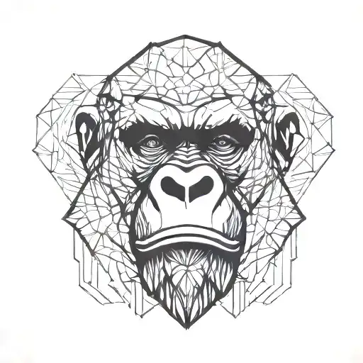 Gorilla Face looking mad mouth closed tattoo design idea