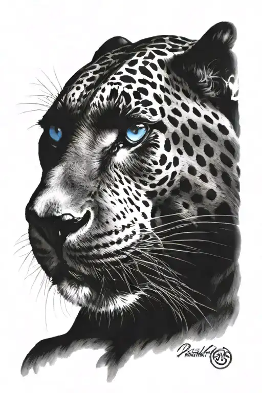 PANTHER WITH BLUE EYES tattoo design idea