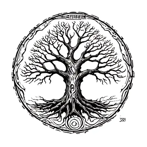 tree of Gondor mixed with Elden ring rune tattoo design idea
