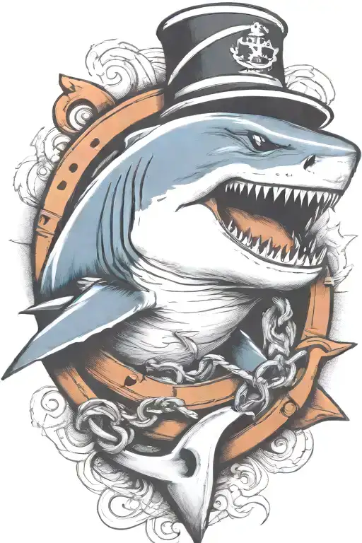 shark biting an anchor  tattoo design idea