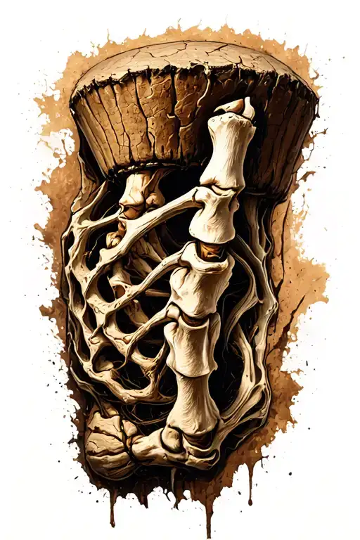 drumstick Radius and ulna through eroded skin tattoo design idea