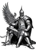 The Crusader knight sitting tattoo design idea