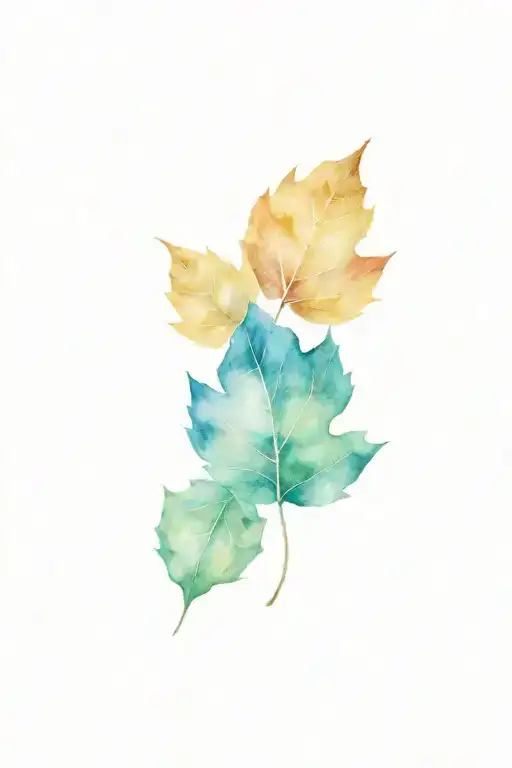 autumn leaves arranged into a feminine shape tattoo design idea