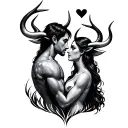 Couples tattoo , love, sagittarius and taurus, together forever  tattoo design idea