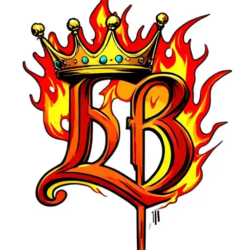 letter b with a crown on top make the whole thing look like its on fire  tattoo design idea