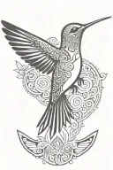 Aztec hummingbird hovering tattoo design idea