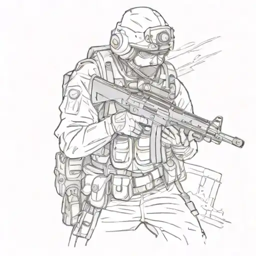 soldier with AK 47 tattoo design idea