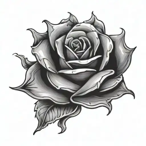 rose with fire and water tattoo design idea