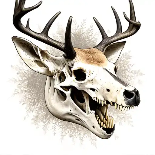 Deer Skull open mouth tattoo design idea
