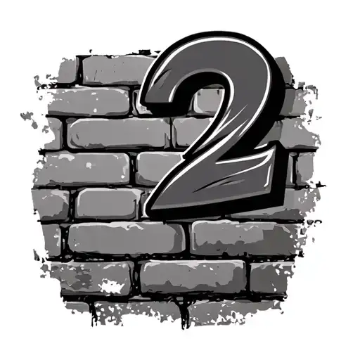 brick wall with number 2 tattoo design idea
