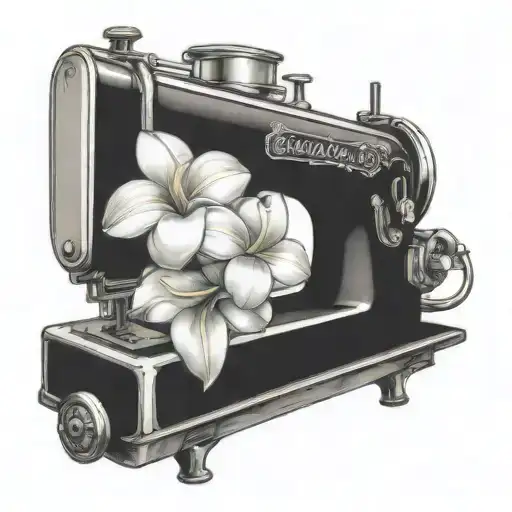 sewing machine hawaii plumeria tattoo design idea