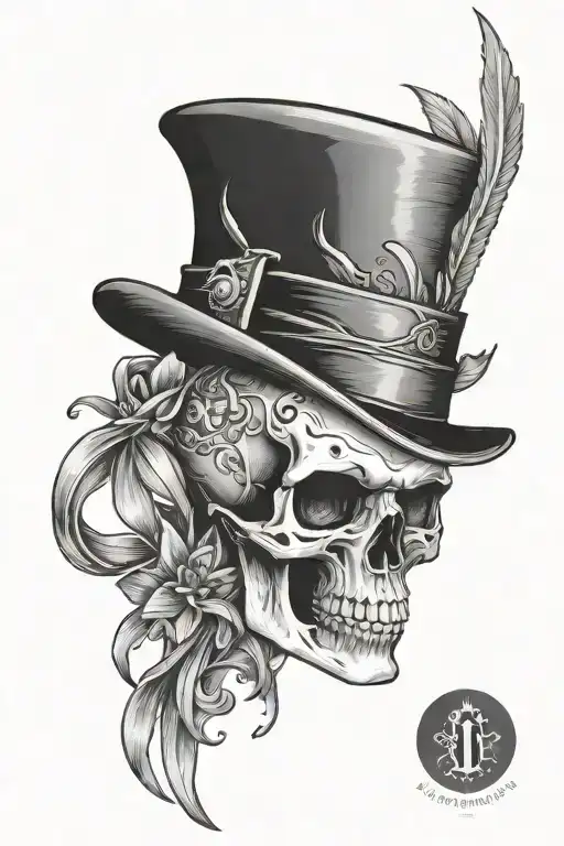 verical american black with mourning band tattoo design idea