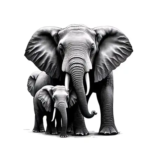 family of 5 elephant tattoo design idea
