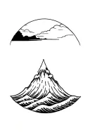 volcano And waves tattoo design idea