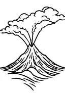 volcano And waves tattoo design idea
