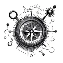 compass and molecule for adrenaline  tattoo design idea