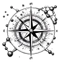 compass and molecule for adrenaline  tattoo design idea