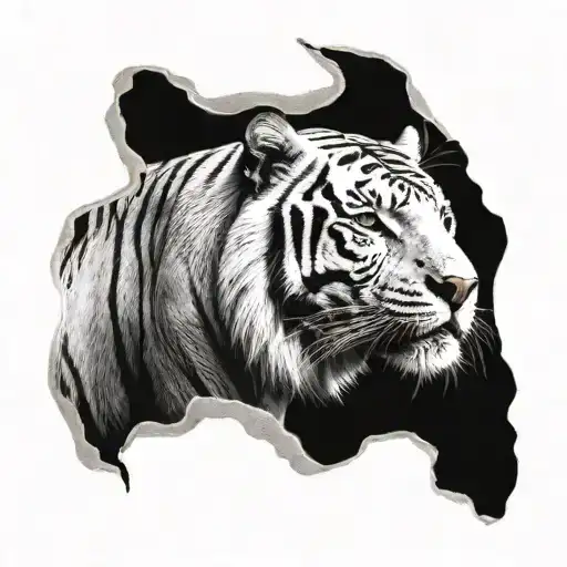 White Tiger walking tattoo design idea