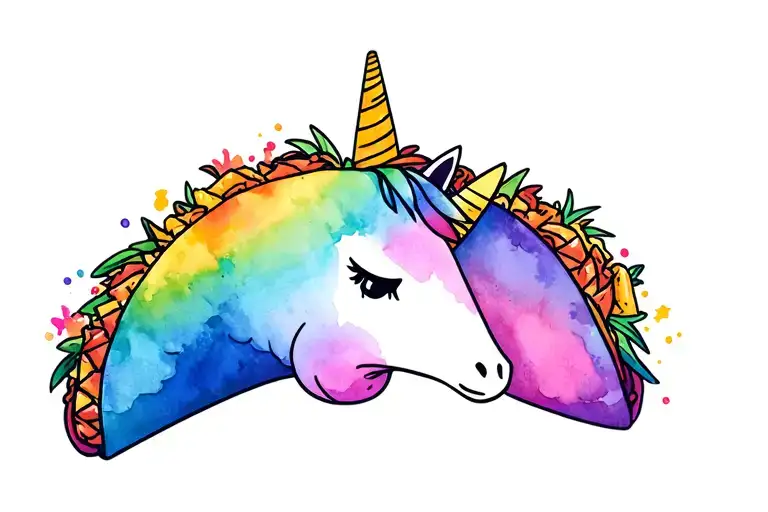she is a rainbow unicorn wrapped inside a spicy taco with a side of sassy pineapple tattoo design idea