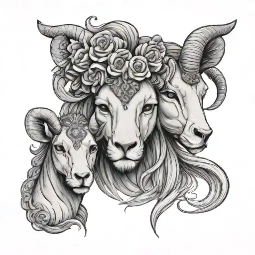 Leo mother with Aries daughter tattoo design idea
