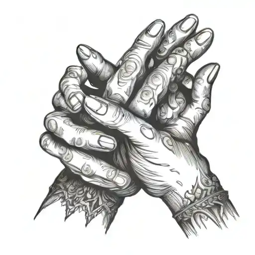 outstretched hands reaching tattoo design idea