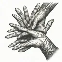 outstretched hands reaching tattoo design idea