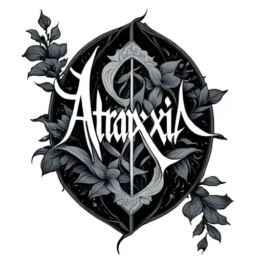 ataraxia written word tattoo design idea