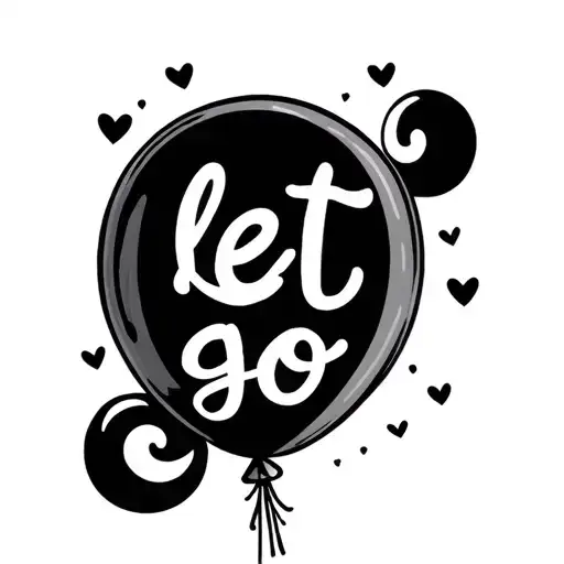 balloon say "let go" written inside surrounded tattoo design idea