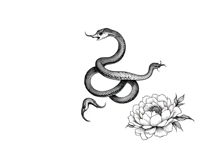 Snakes and peonies. tattoo design idea