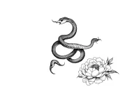 Snakes and peonies. tattoo design idea