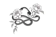 Snakes and peonies. tattoo design idea