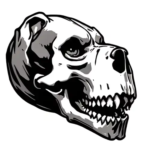 sad and angry dog skull tattoo design idea