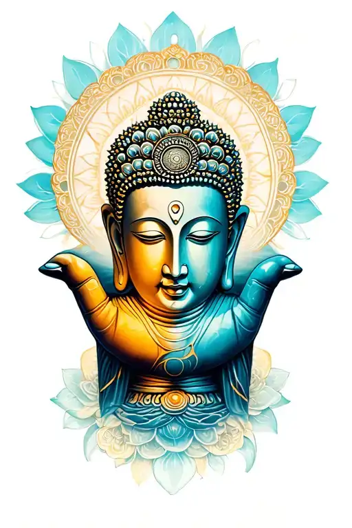 Buddha and hamsa hand combination tattoo tattoo design idea