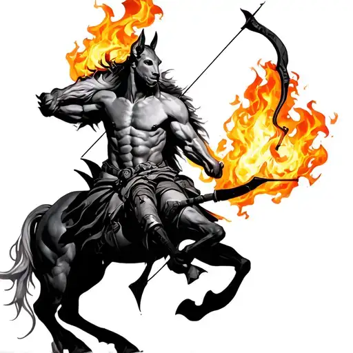centaur archer with fire element tattoo design idea