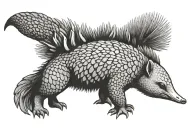 Pangolin, anteater, flying fox, sea lion, opossum, dik dik, saiga antelope, sloth, quokka, echidna, fennec, axolotl tattoo design idea