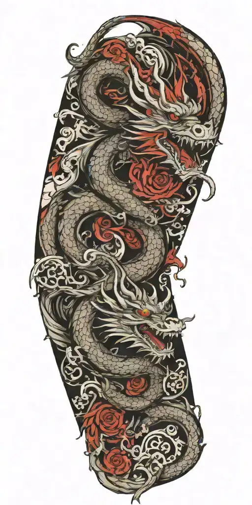 Chinese wood dragon zodiac symbols tattoo design idea