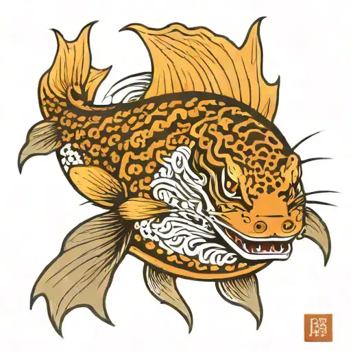 wide motuth catfish tattoo design idea