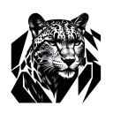 snow leopard with lighting in the background tattoo design idea