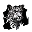 snow leopard with lighting in the background tattoo design idea