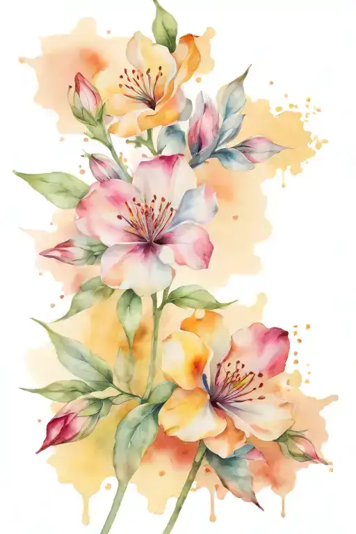 watercolour petals tattoo design idea