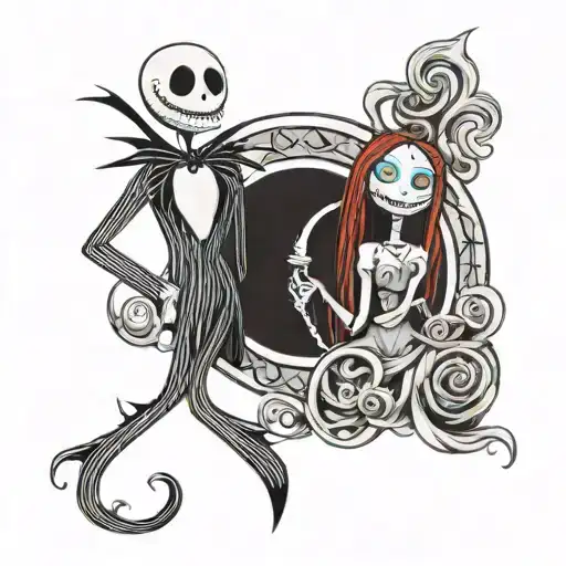 nightmare before Christmas Jack and Sally  tattoo design idea